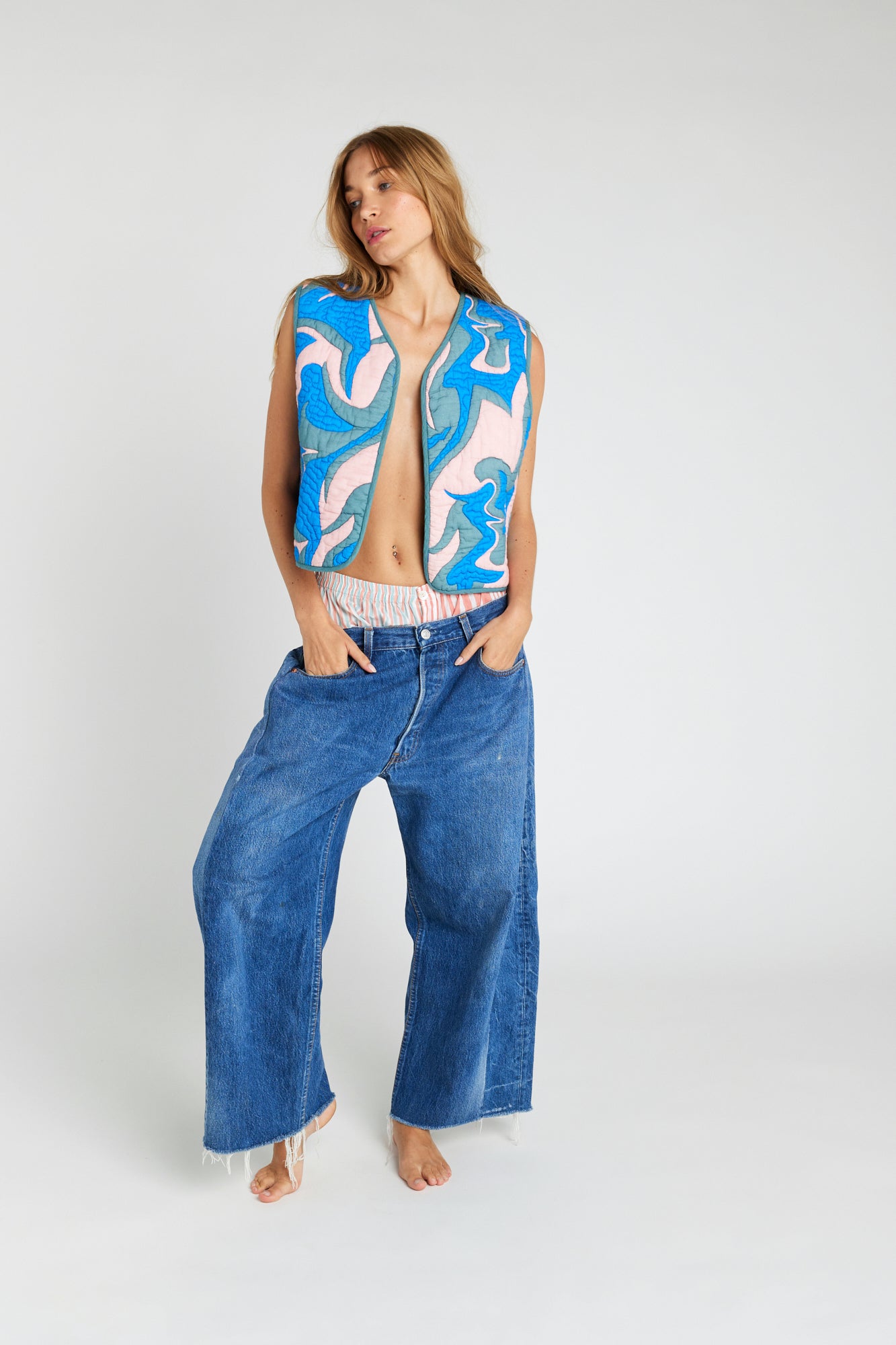 Boléro matelassé bleu Sukka