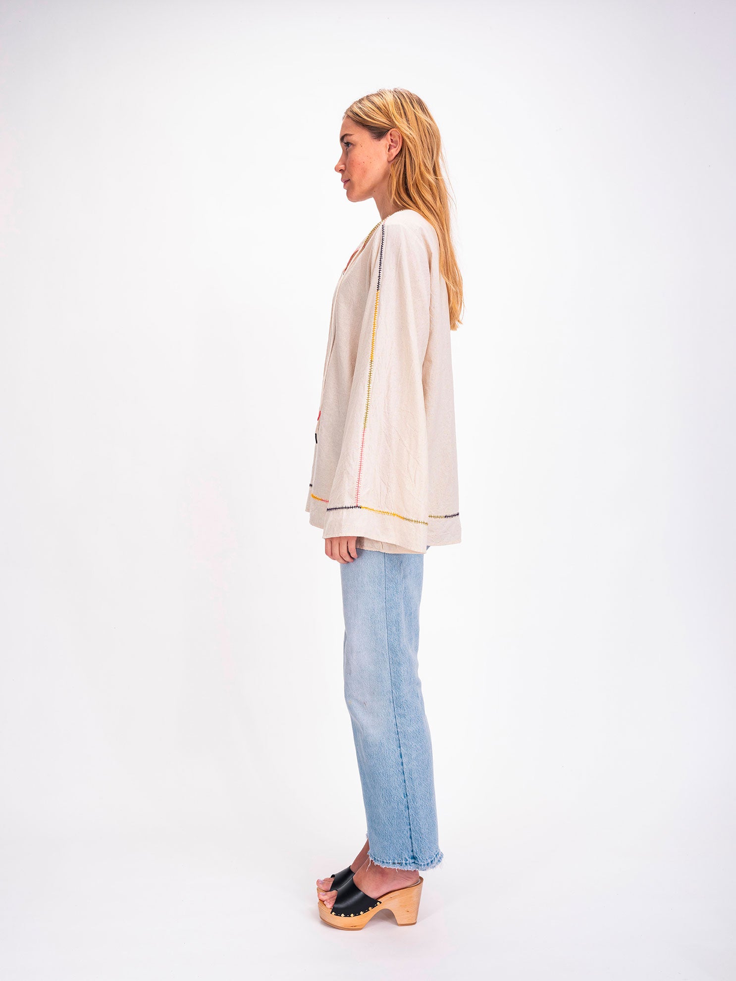 Blouse surpiquée beige Pondichéry