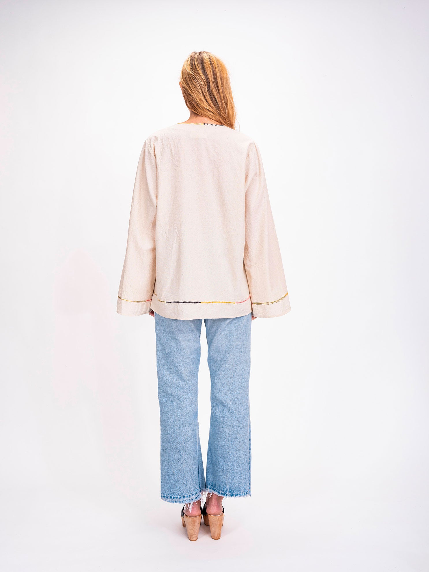 Blouse surpiquée beige Pondichéry