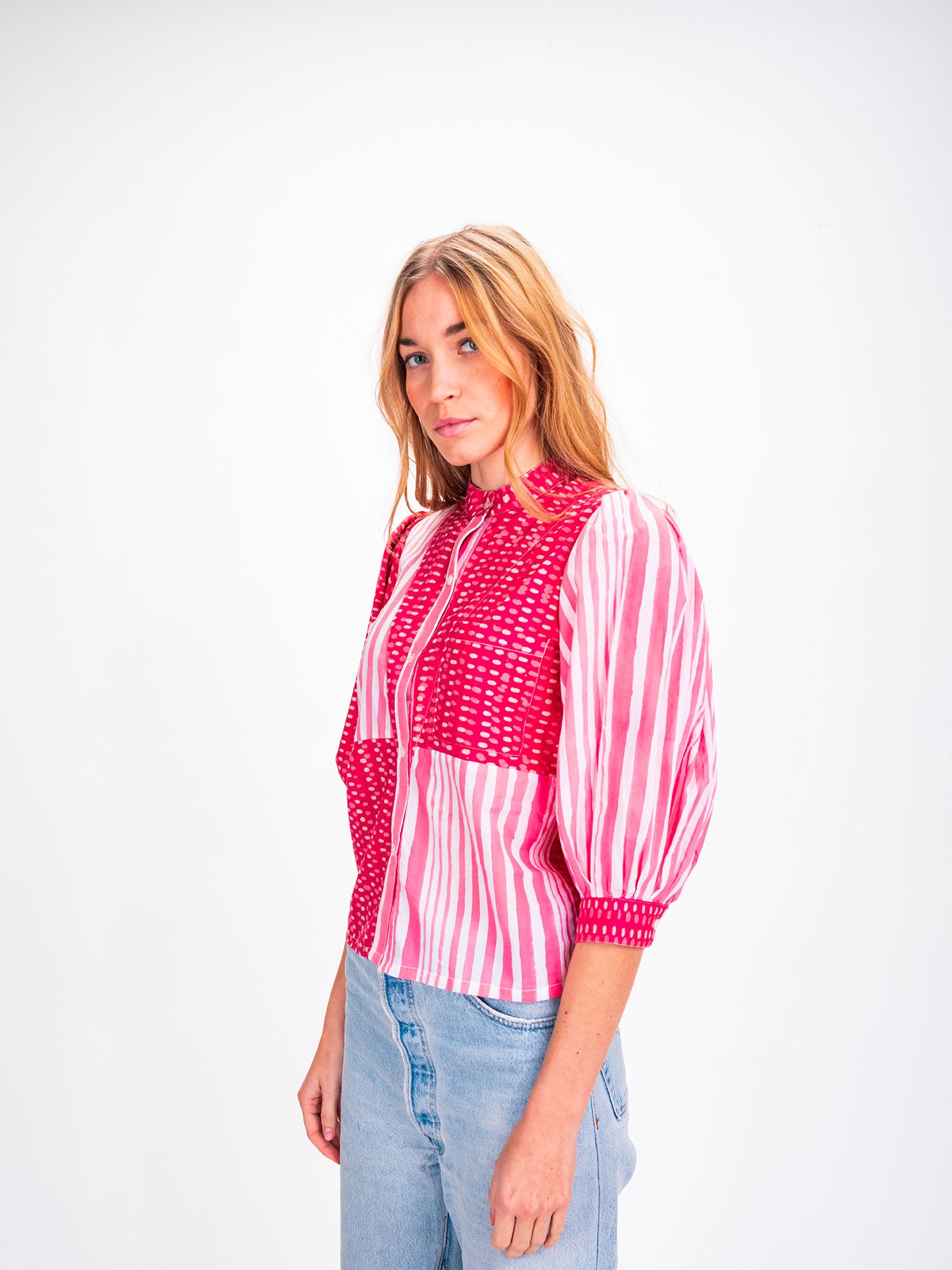 Chemise à rayures roses Shiva