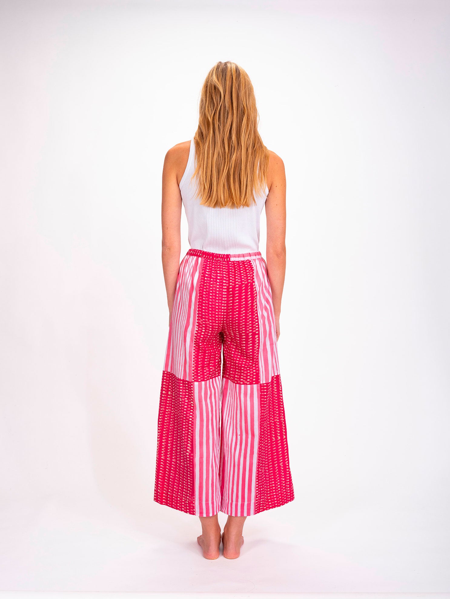 Pantalon à rayures roses Shiva