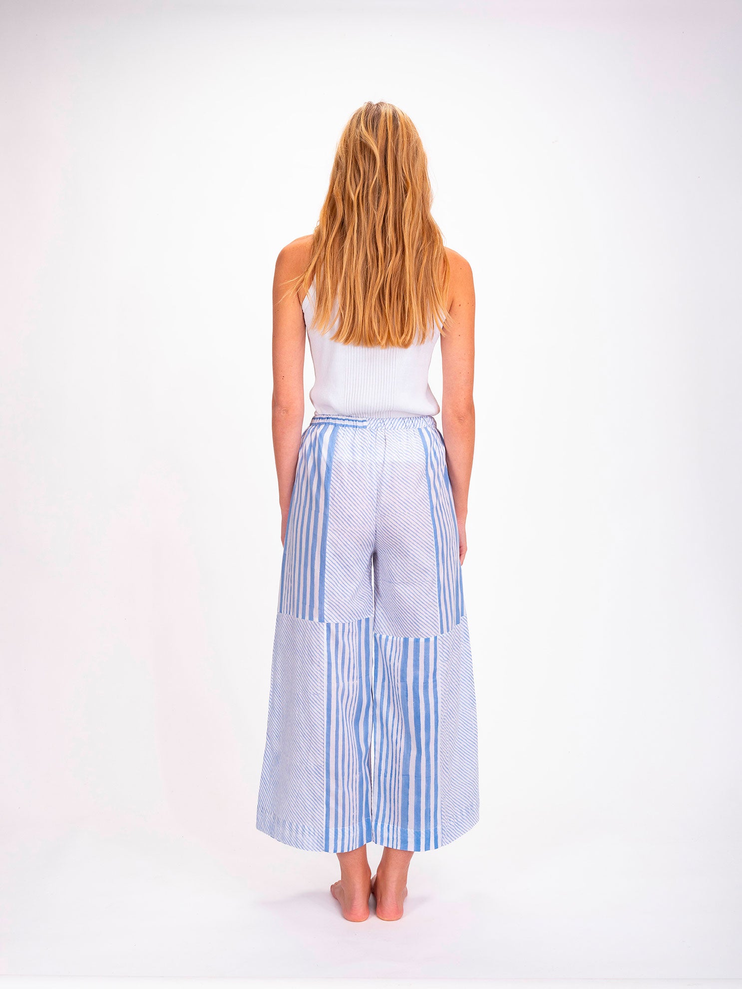 Pantalon à rayures bleues ou moutarde Shiva