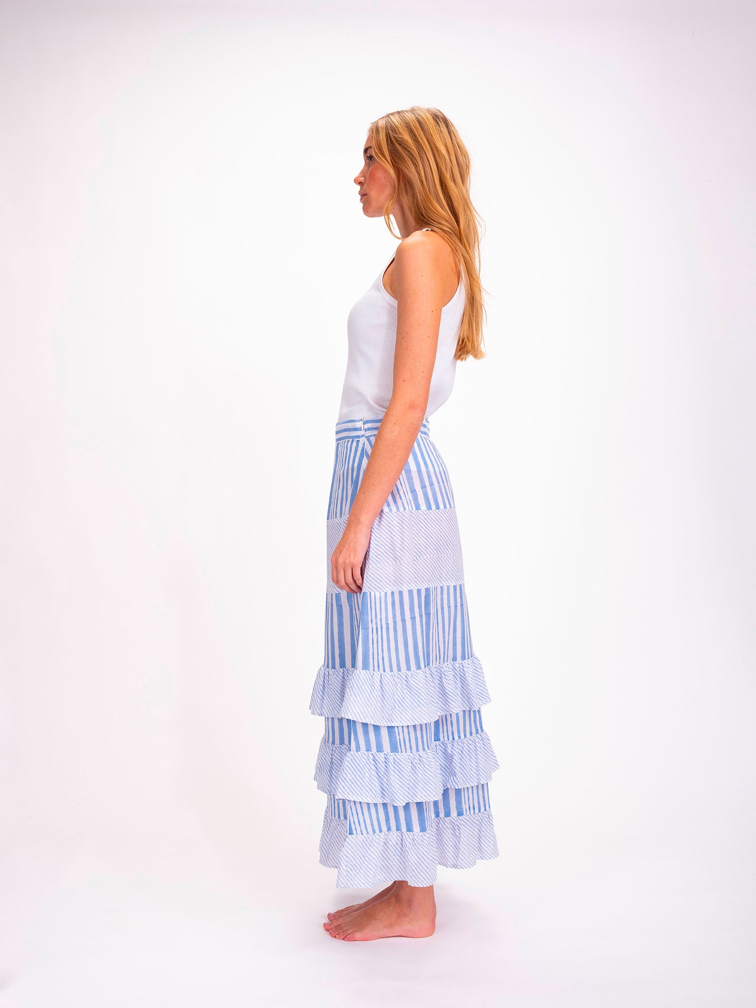 Jupe longue à rayures bleues Shiva