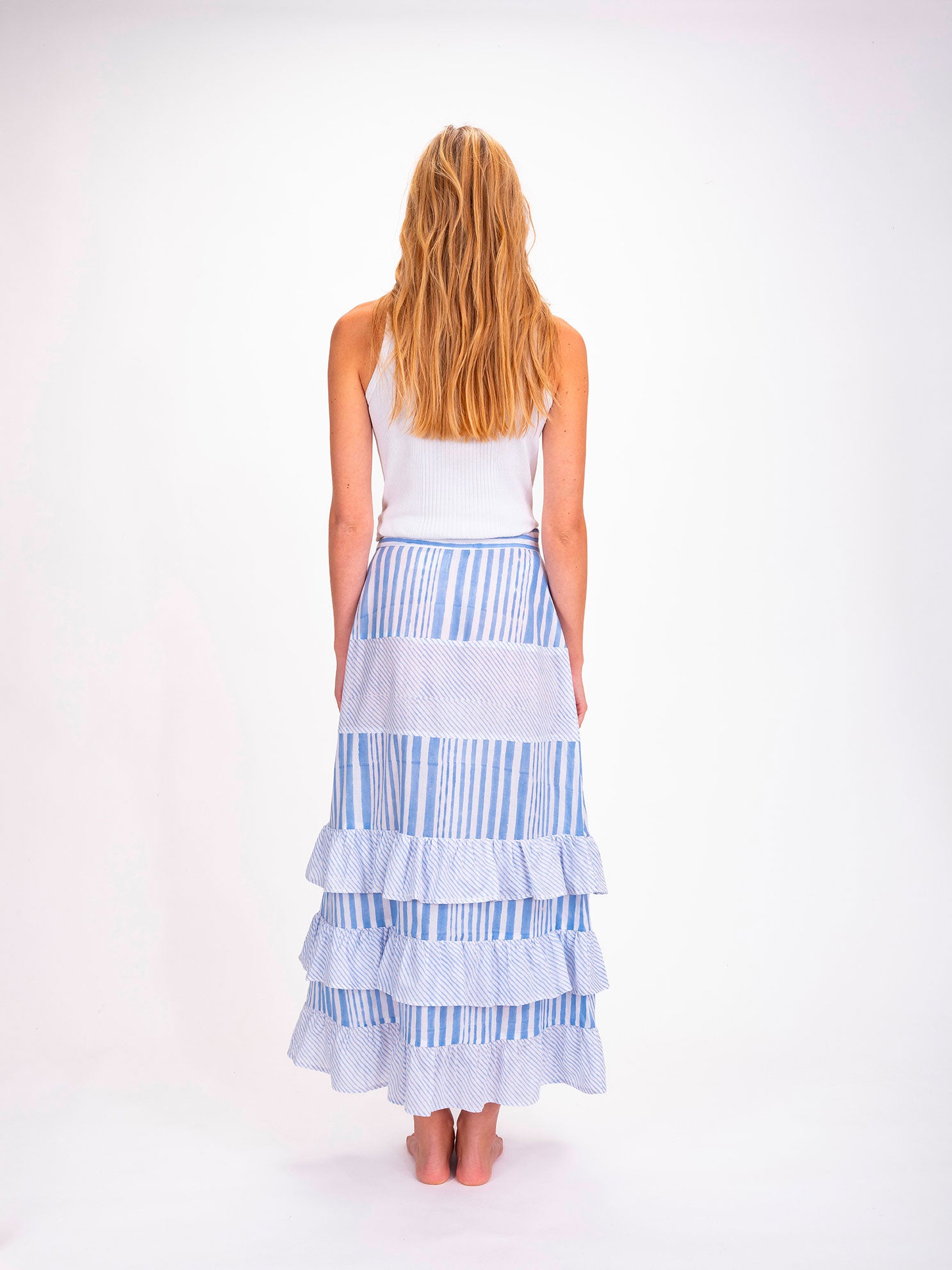 Jupe longue à rayures bleues Shiva