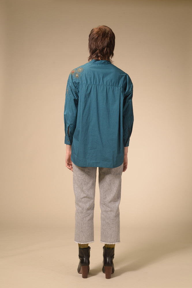 Chemise bleu canard étoilée Star