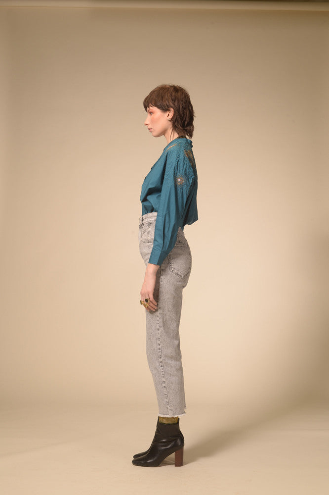 Chemise bleu canard étoilée Star