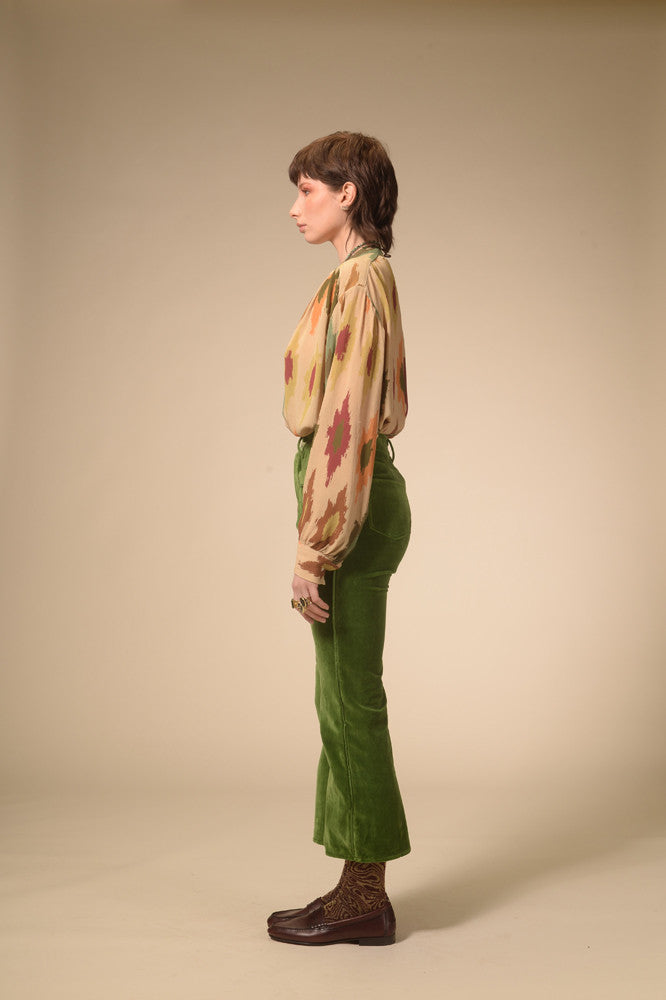 Beige Ikat printed blouse