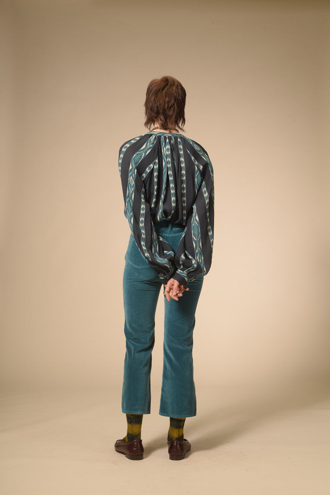 Blouse en viscose bleue imprimée Ida