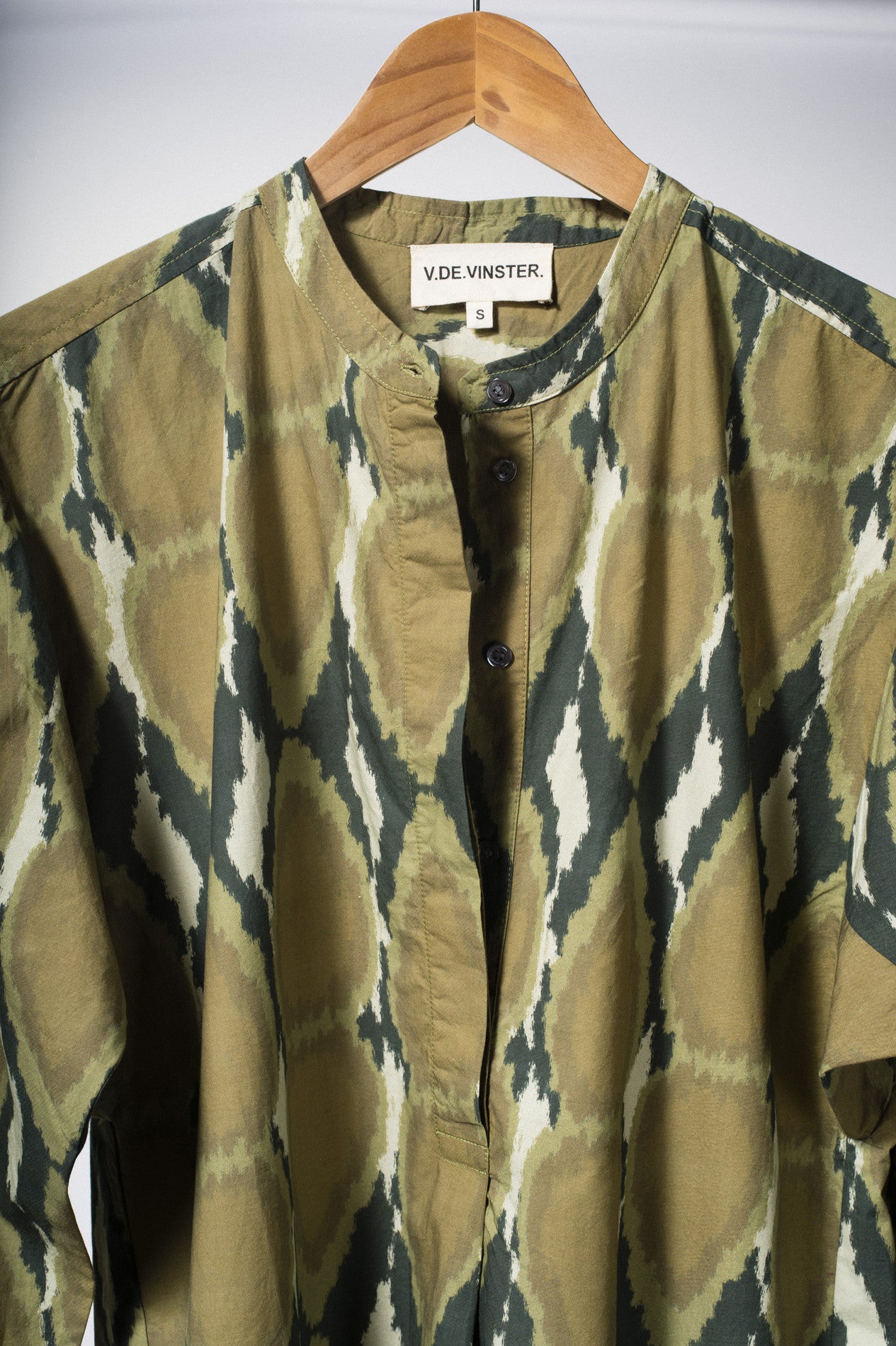 Robe coton imprimé kaki Ikat