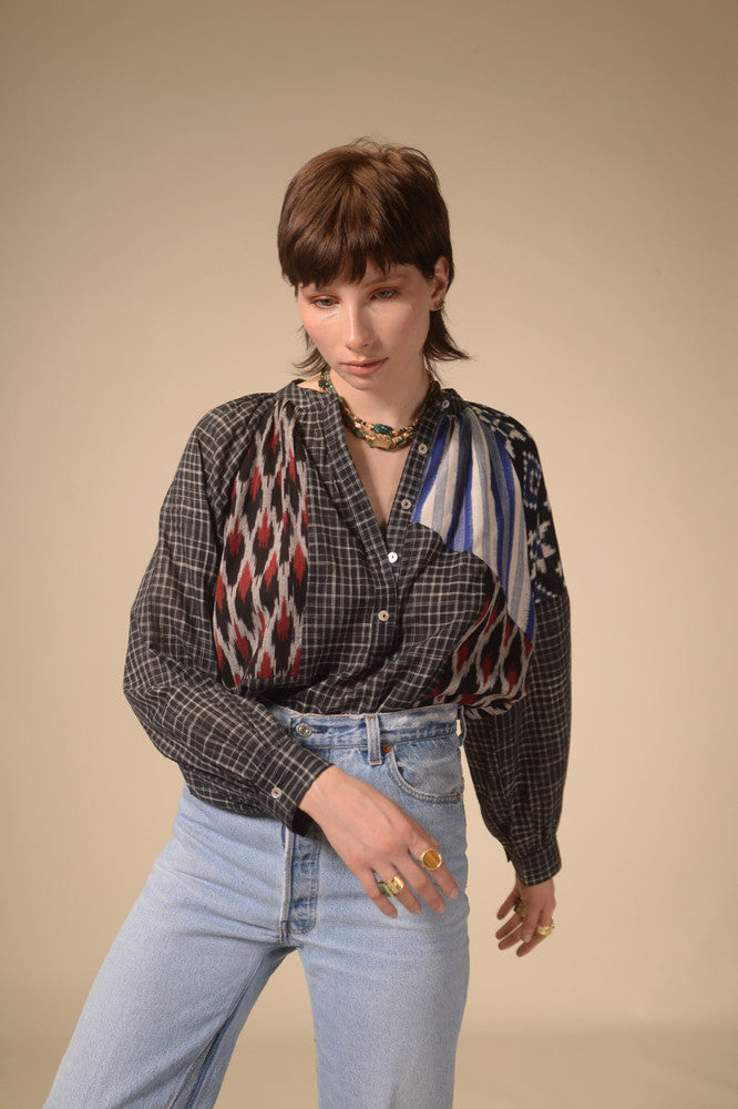 Ekam black patchwork blouse