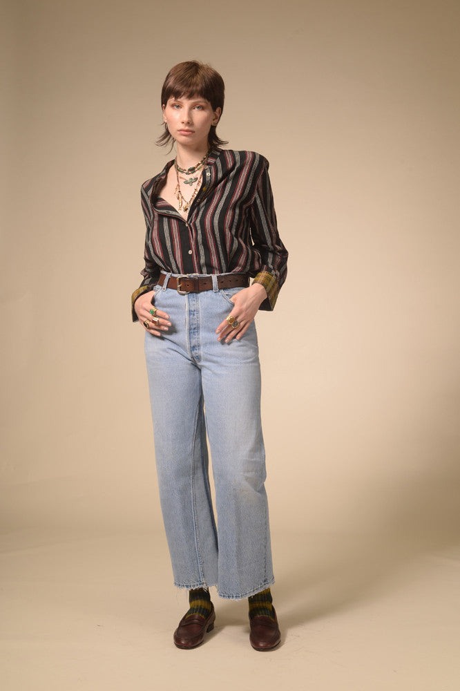 Chemise rayée noire Jil