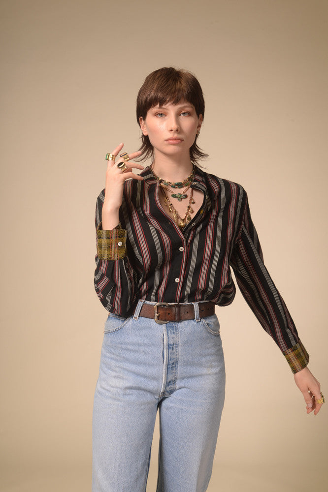 Chemise rayée noire Jil