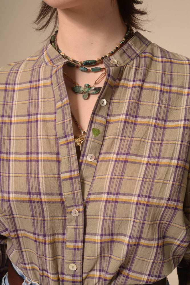 Chemise tartan violet Jil
