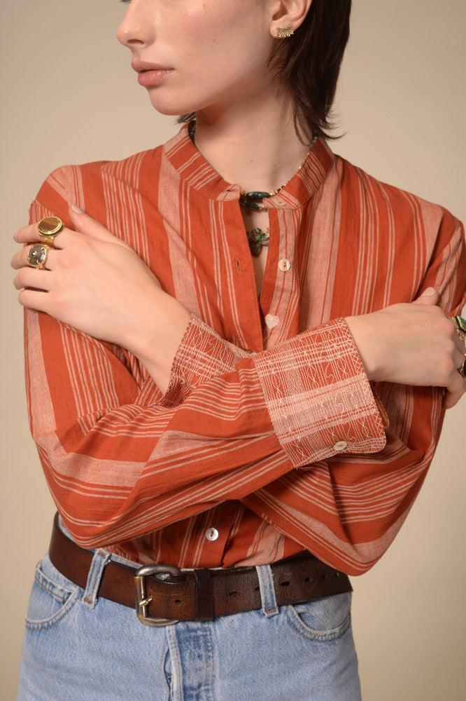 Chemise rayée terracotta Jil