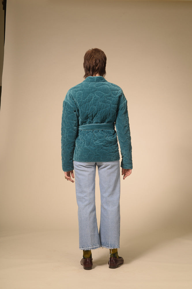 Kimono matelassé bleu canard Sirva