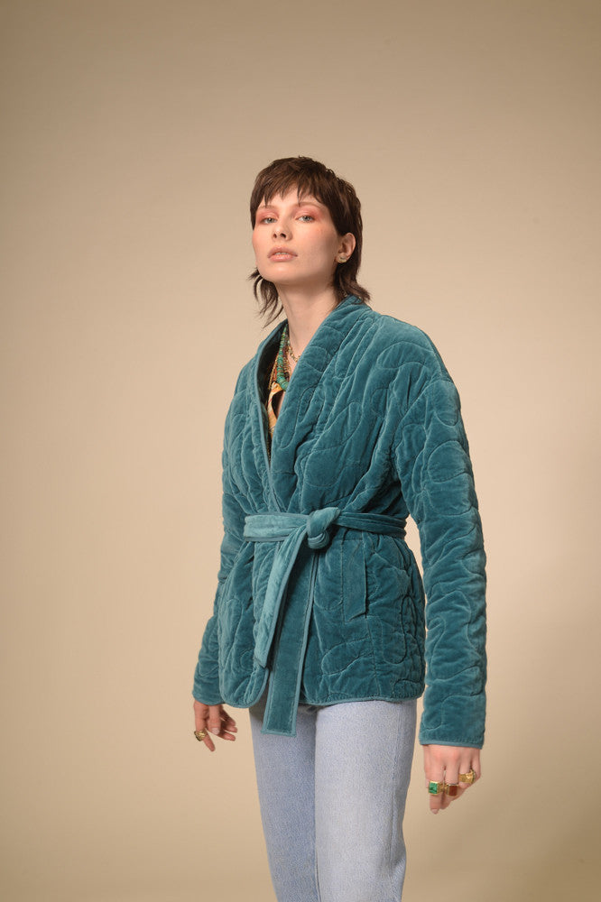 Kimono matelassé bleu canard Sirva