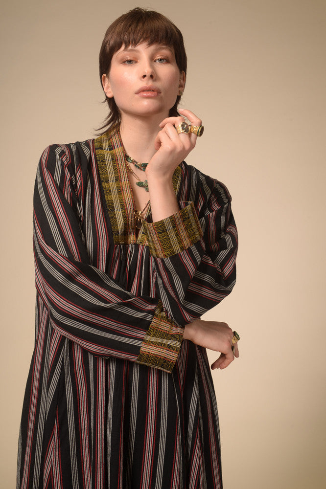 Robe longue rayée noire Jil