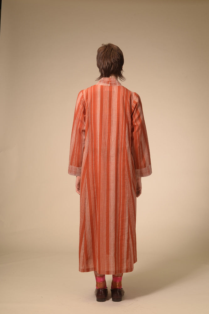 Robe longue rayée terracotta Jil