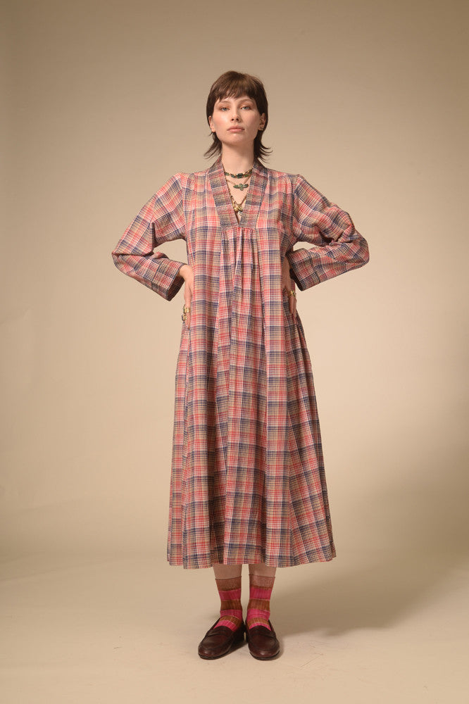 Robe longue tartan rouge Jil