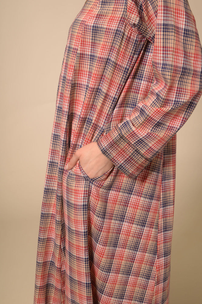 Robe longue tartan rouge Jil