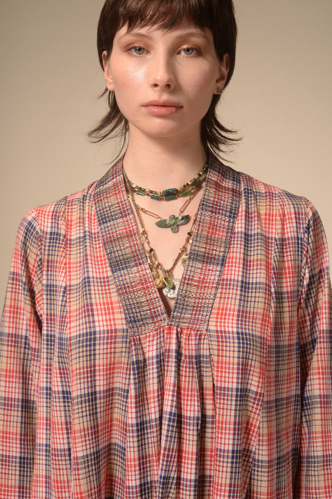 Robe longue tartan rouge Jil