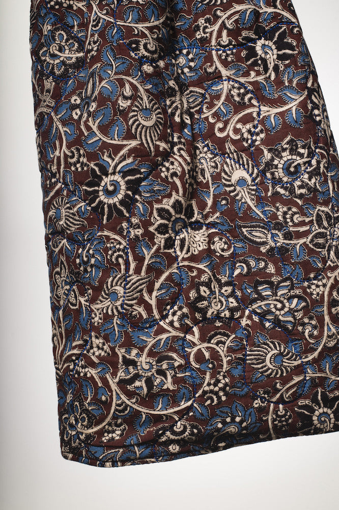 Manteau matelassé imprimé fleur Kalamkari