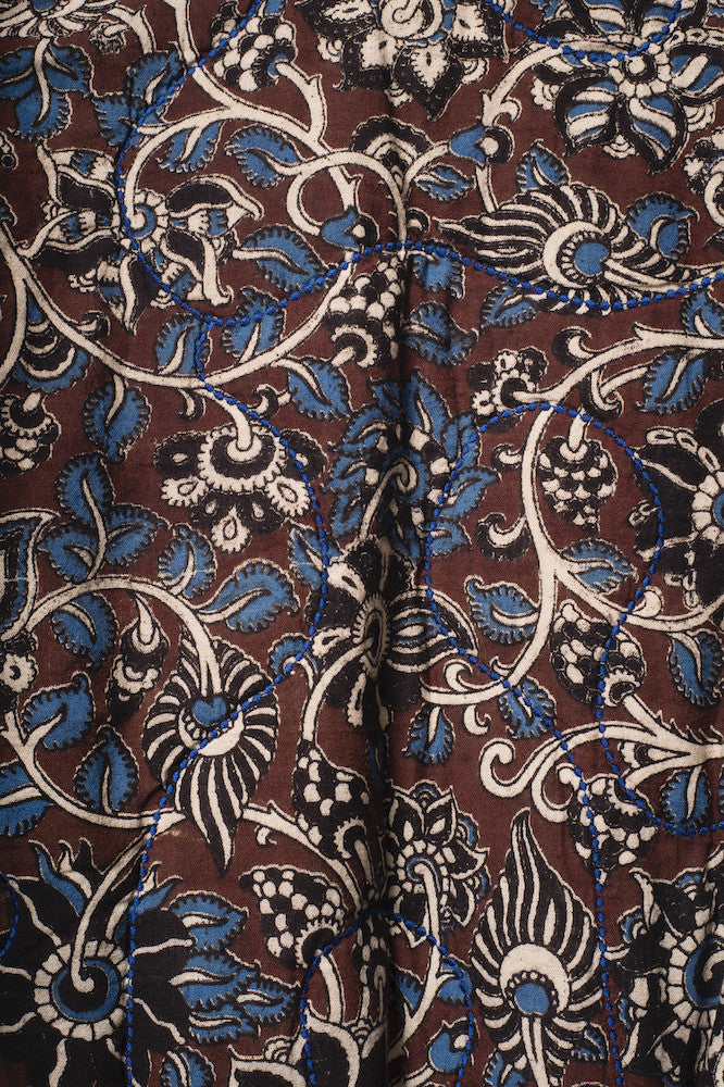 Manteau matelassé imprimé fleur Kalamkari