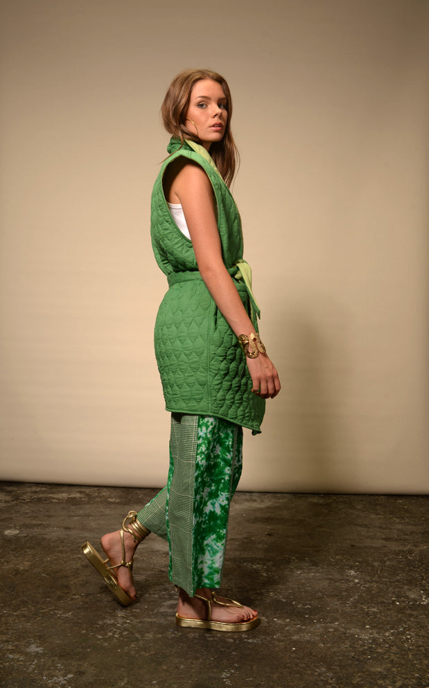 Kimono sans manches matelassé vert Nilai