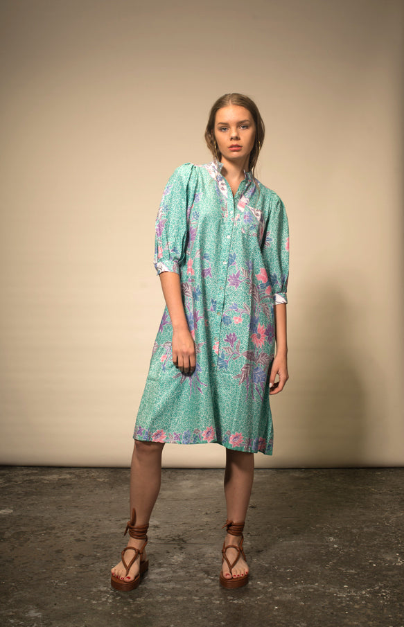 Robe verte imprimée fleur See