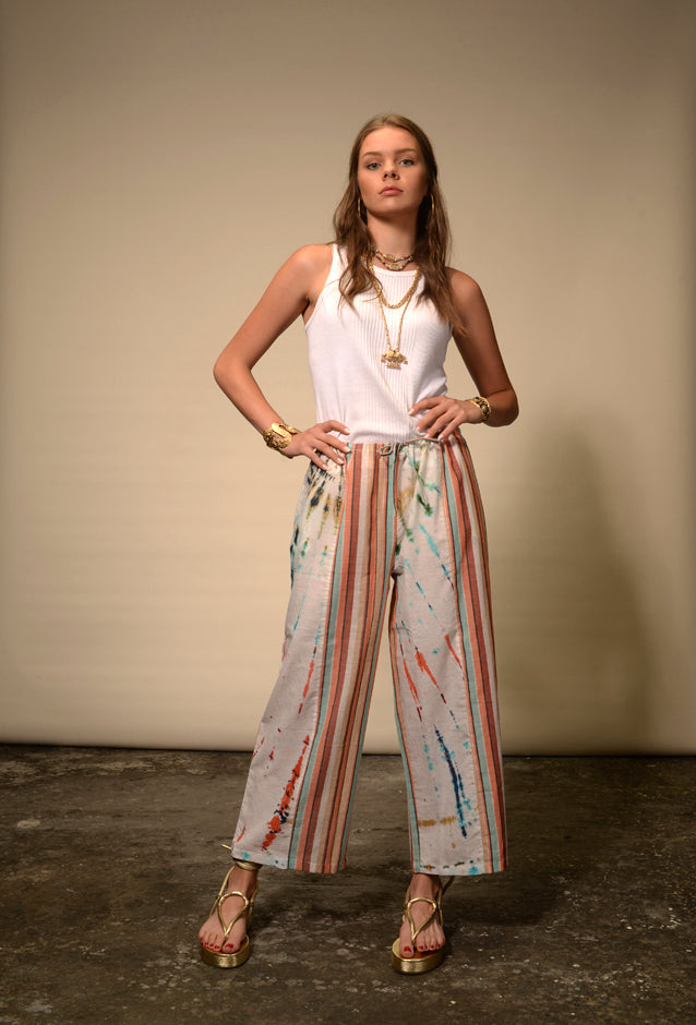 Pantalon multicolore orange Tie and Dye