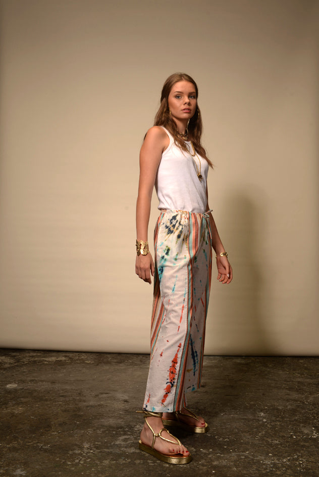 Pantalon multicolore orange Tie and Dye