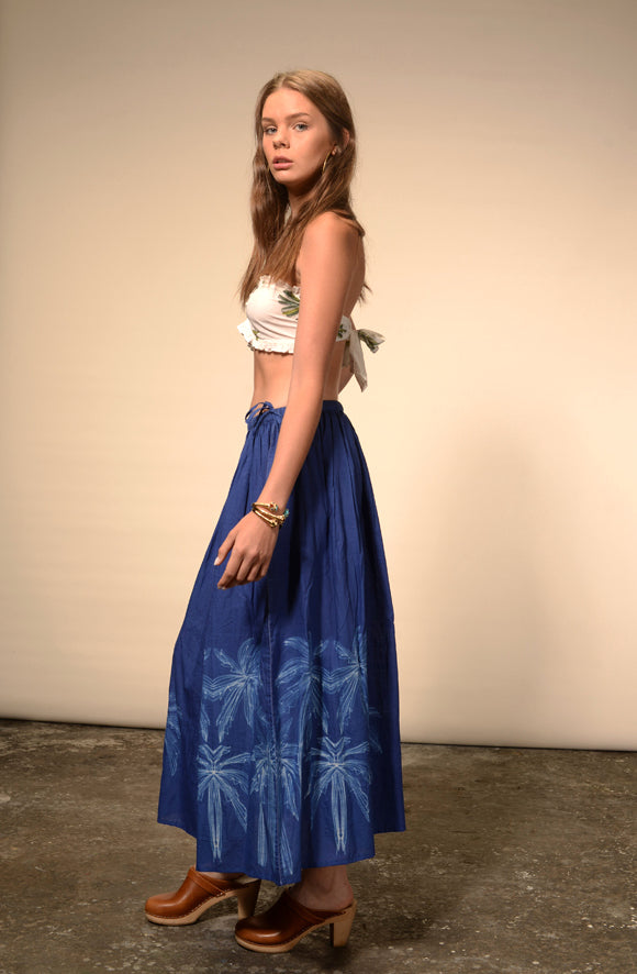 Jupe longue tie and dye bleu Palm