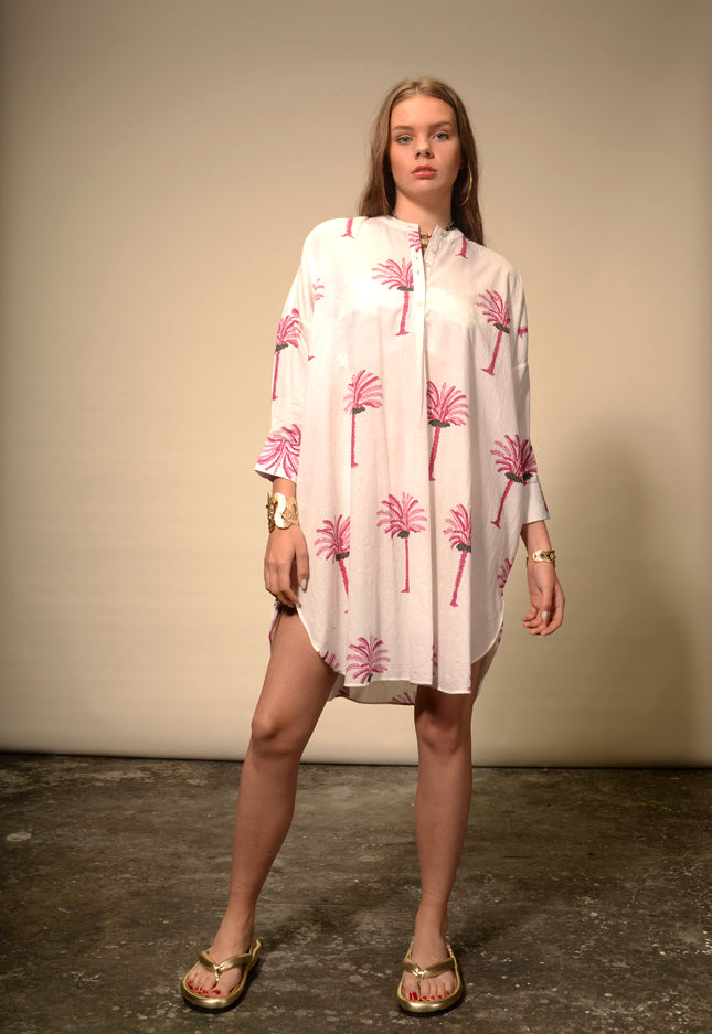 Tunique imprimée palmier rose Tree Print