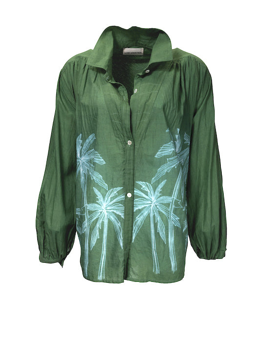 Blouse verte tie and dye Palm
