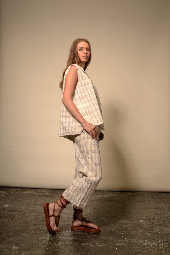 Hoodie à capuche zippé à carreaux Durga