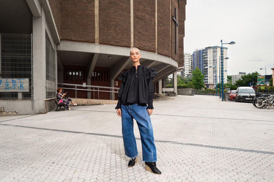 Blouse à volants noirs bohème Chloé