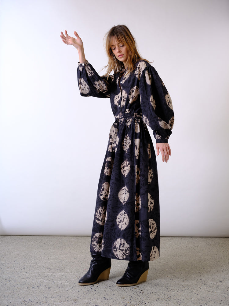 Robe longue tie and dye noir Soufiane