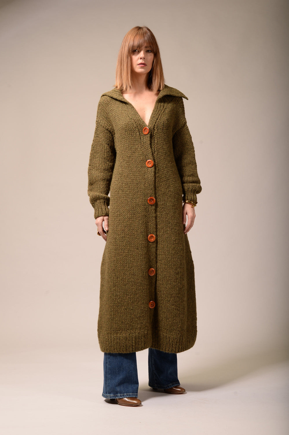 Manteau laine kaki Mars