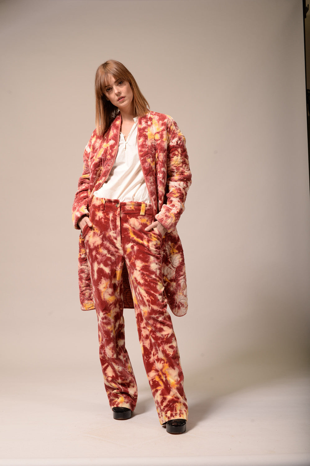 Manteau tie and dye rouge Sirvansa