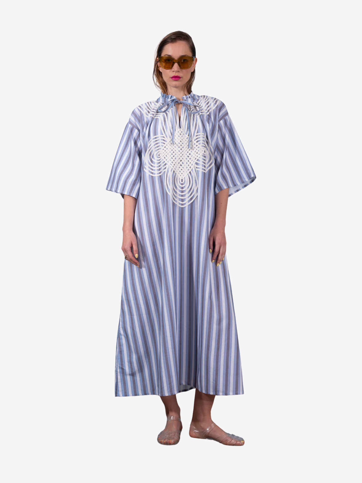 Robe à rayures brodée GANGA