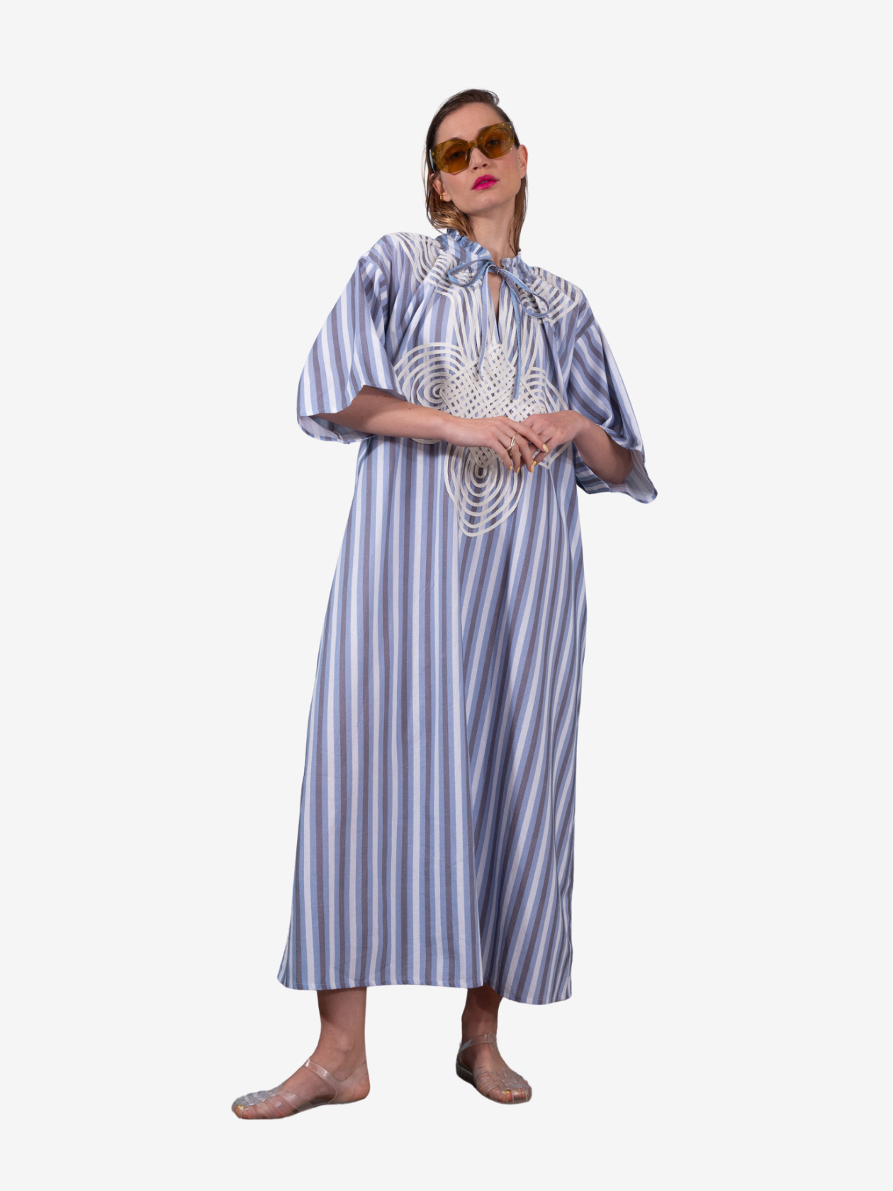 Robe à rayures brodée GANGA