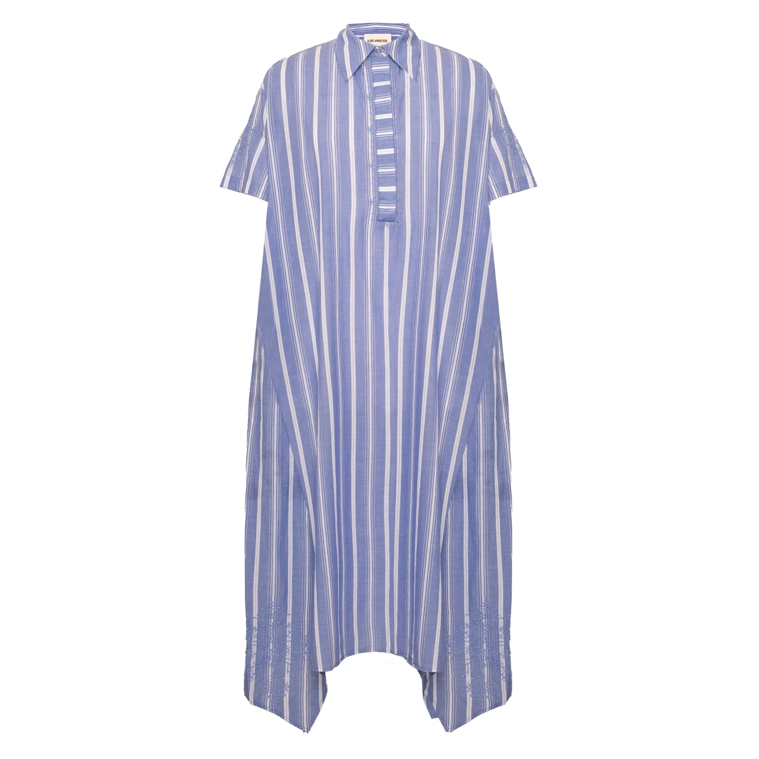 BRASILIA Embroidered Blue Striped Dress