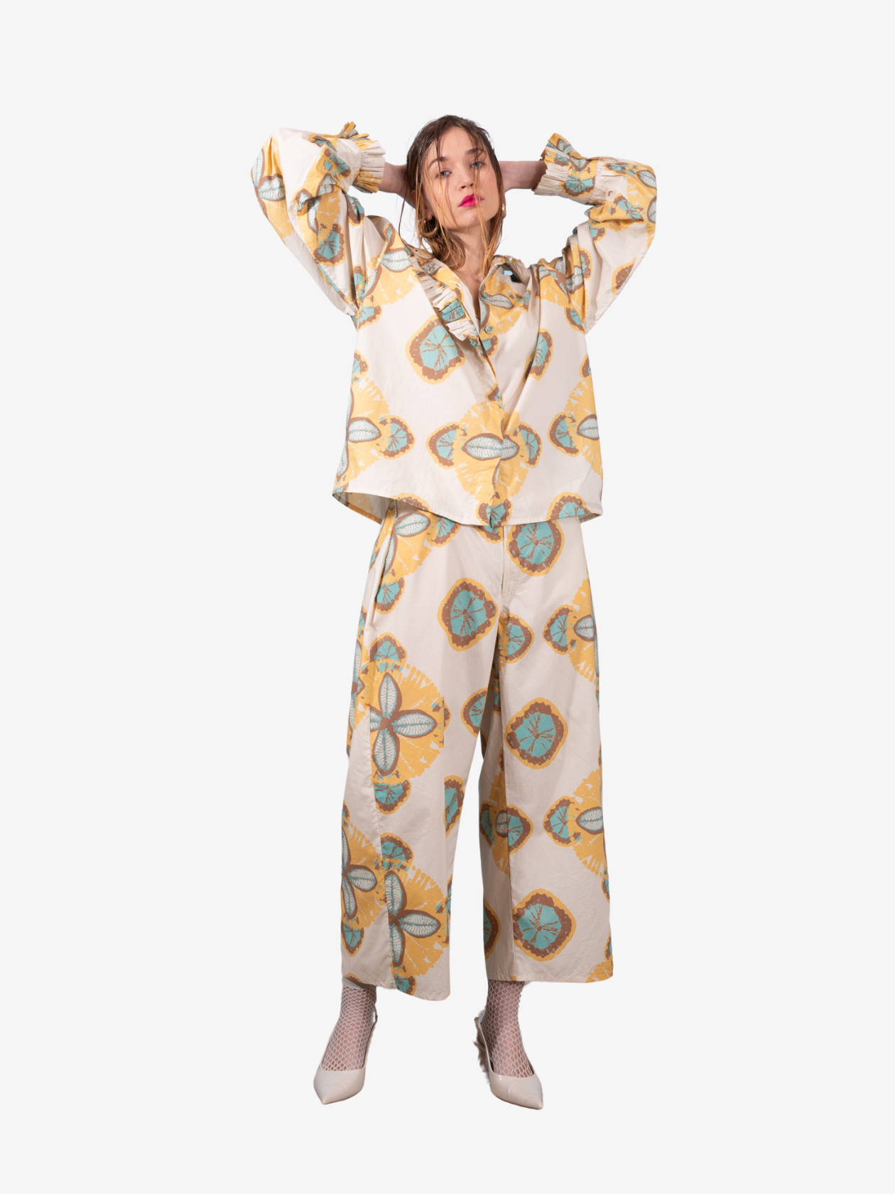 Pantalon pastel à motif floral VISHNU