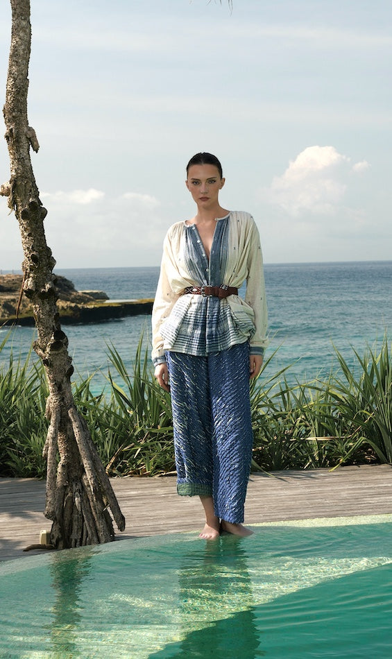 Chemise tissée bleue Ajmir