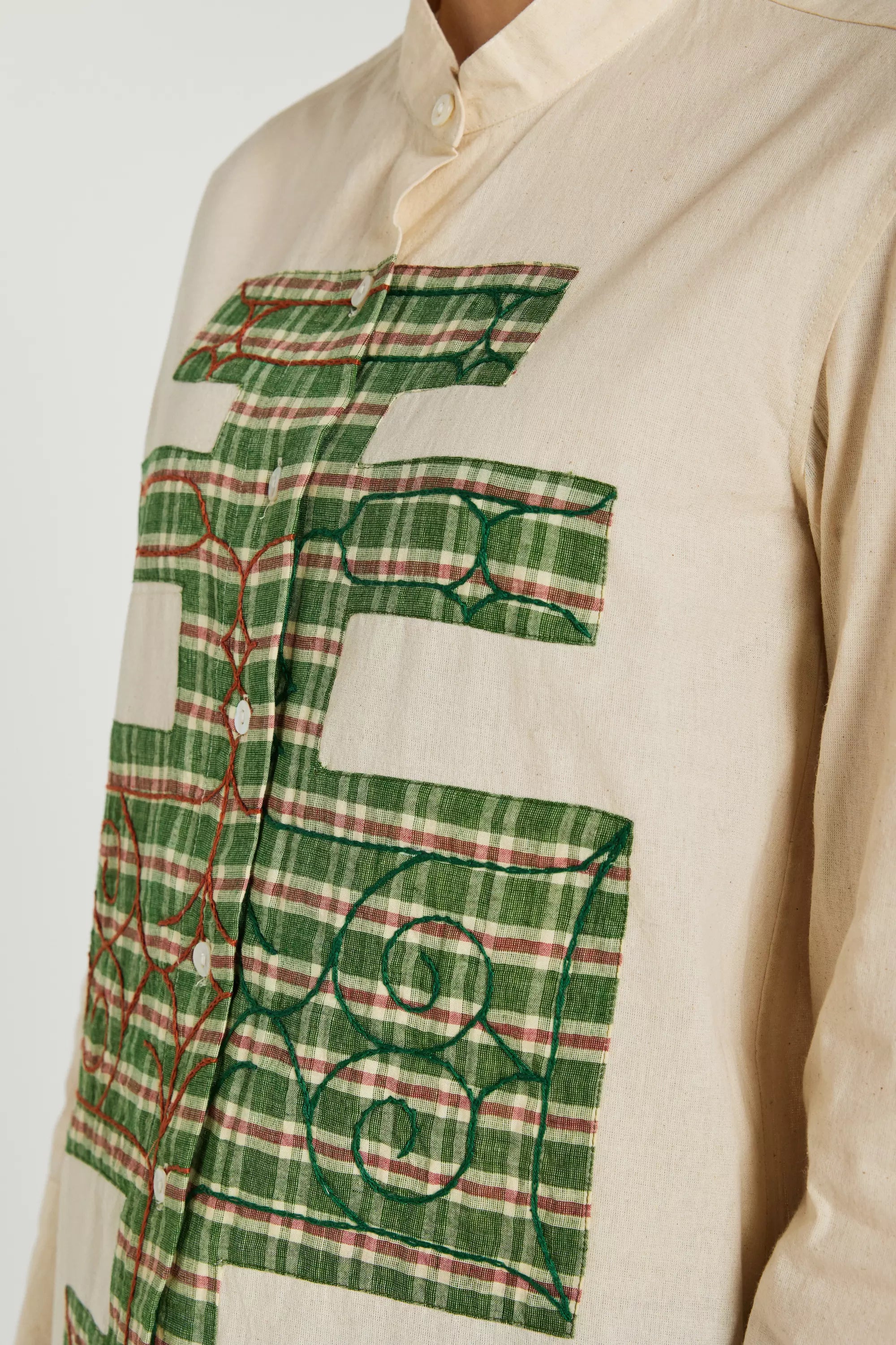 chemise brodée v de vinster cream kaki