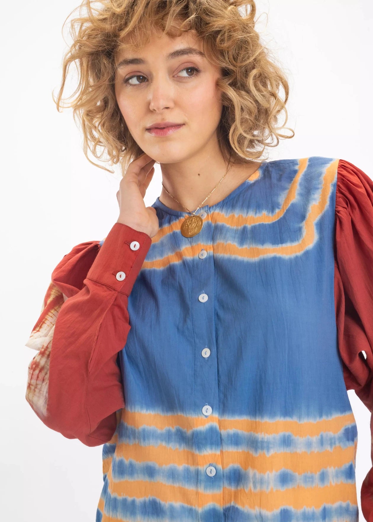 chemise tie and dye terracotta v de vinster bleue