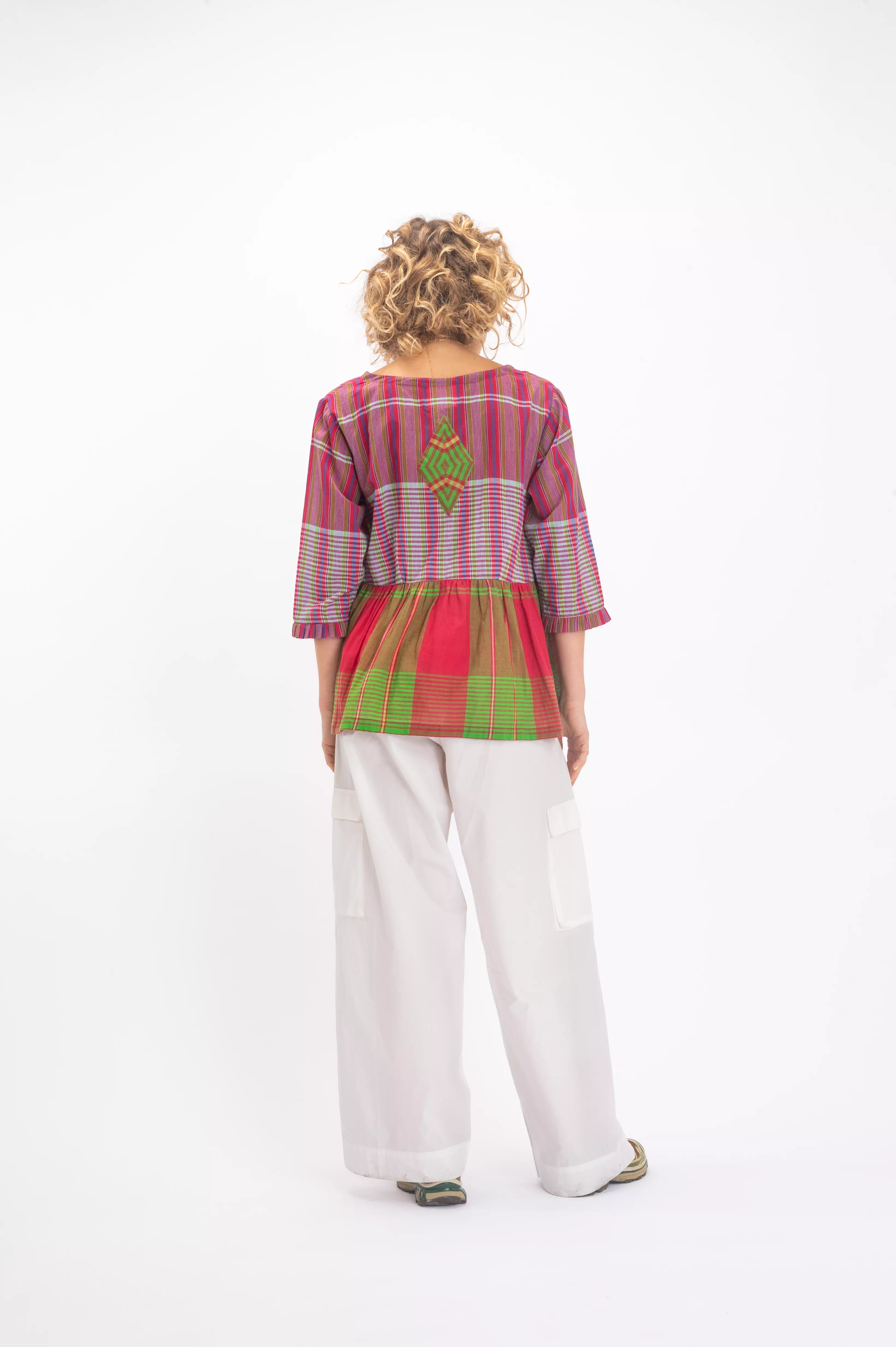 Blouse rouge à carreaux RUDRA