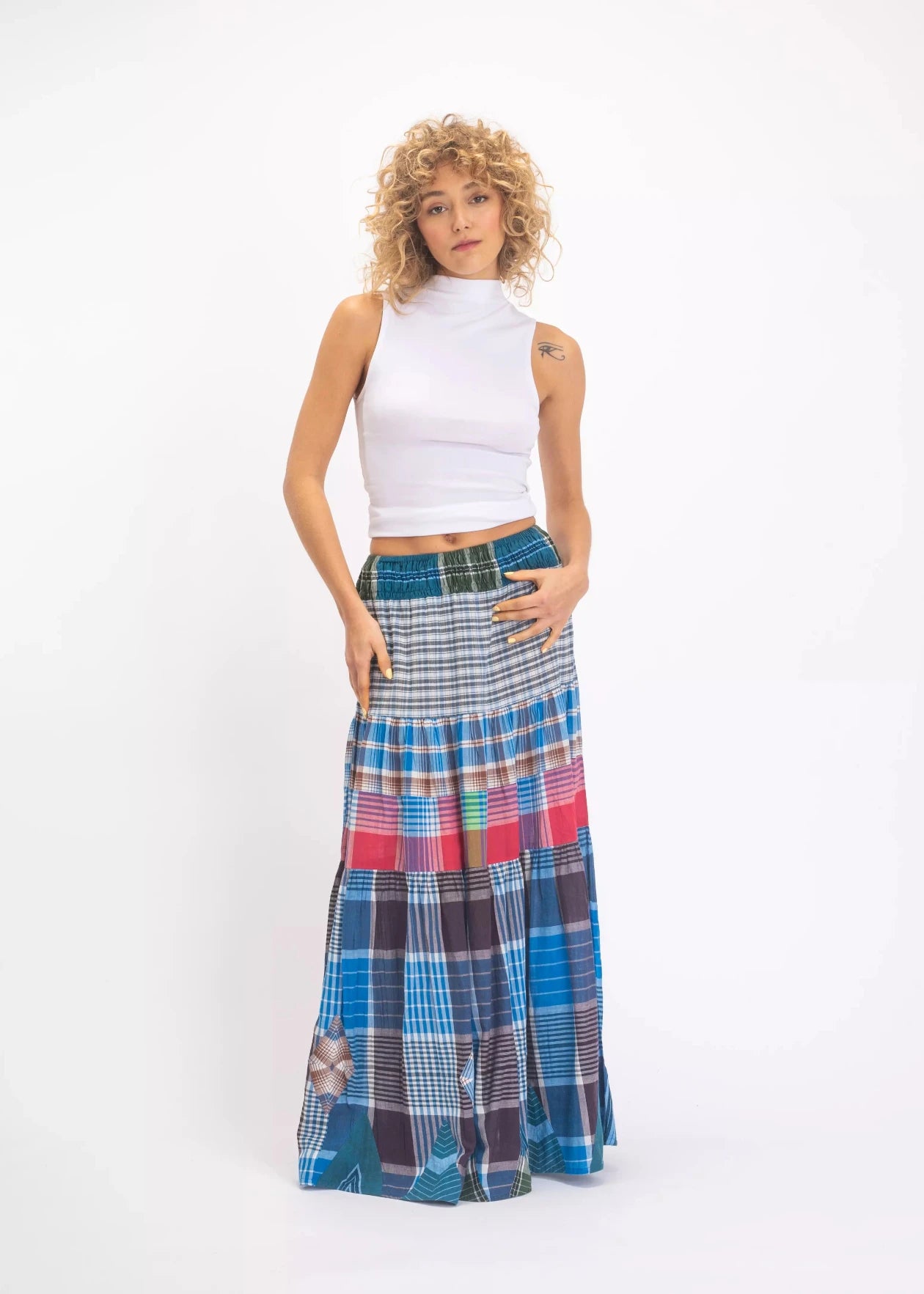 v de vinster jupe bleue