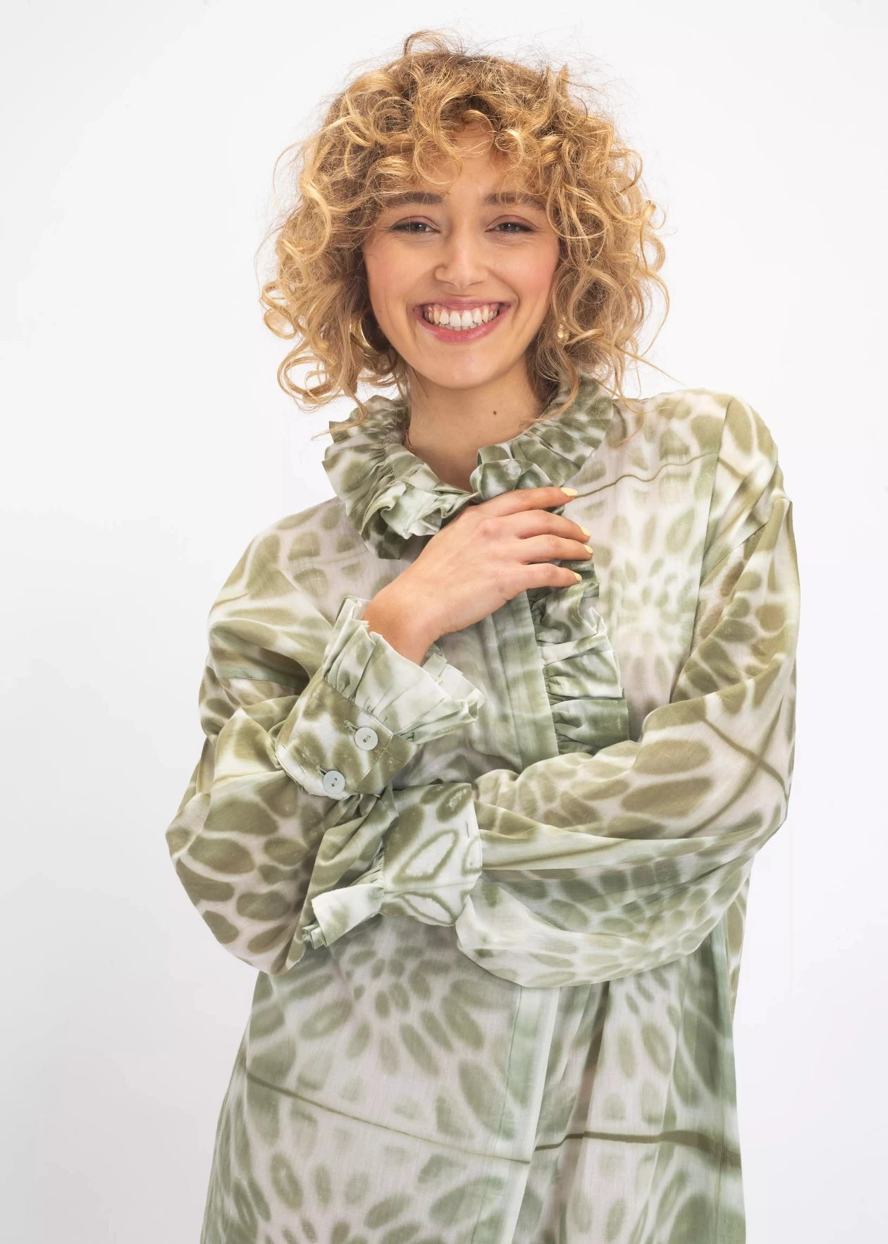 tie and dye kaki vert robe v de vinster