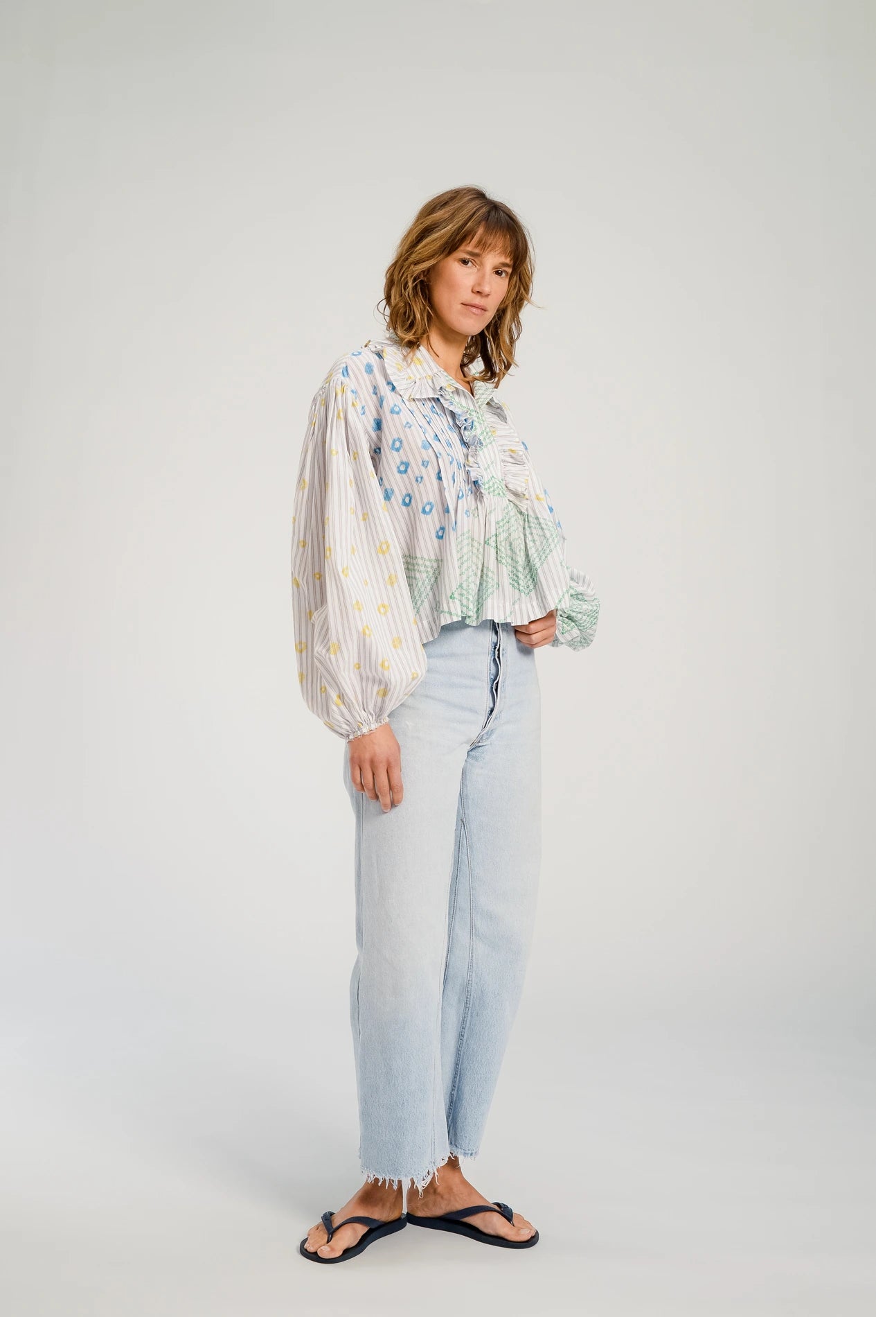 BLOUSE V DE VINSTER BAYA BLUE GREEN